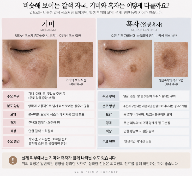 홍대피부과, 얼굴에 생긴 갈색 색소는 기미일까? 흑자일까? 15년 경력 의사가 알려드립니다. 사진 4