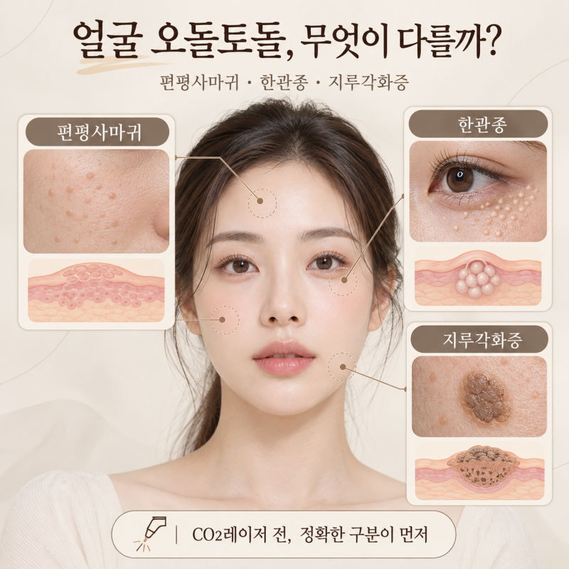 Phòng khám Da liễu Hongdae: Phân biệt mụn cóc phẳng, u ống tuyến mồ hôi và dày sừng tiết bã sần sùi trên mặt